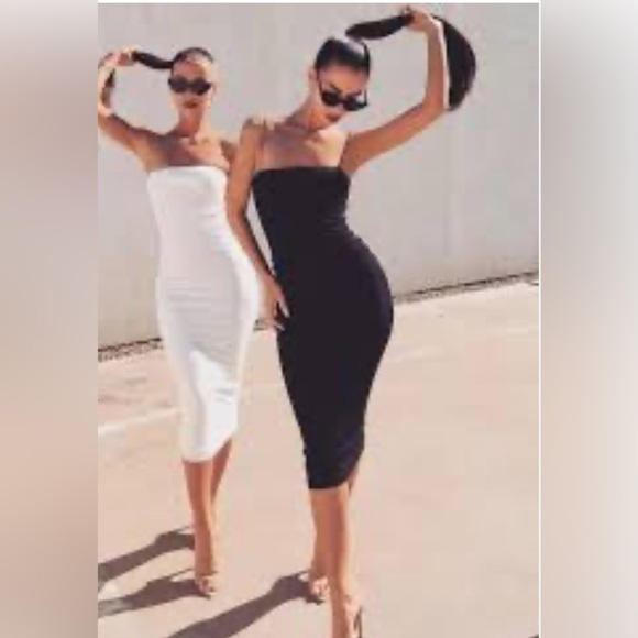 Meshki Dresses & Skirts - new meshki Jalia Thin Strap Ribbed
Dress Black Midi Dress